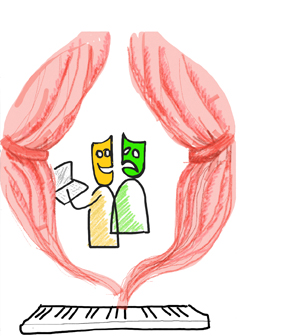 Tekening: Muziek zorgt dat theater bij je binnenkomt.